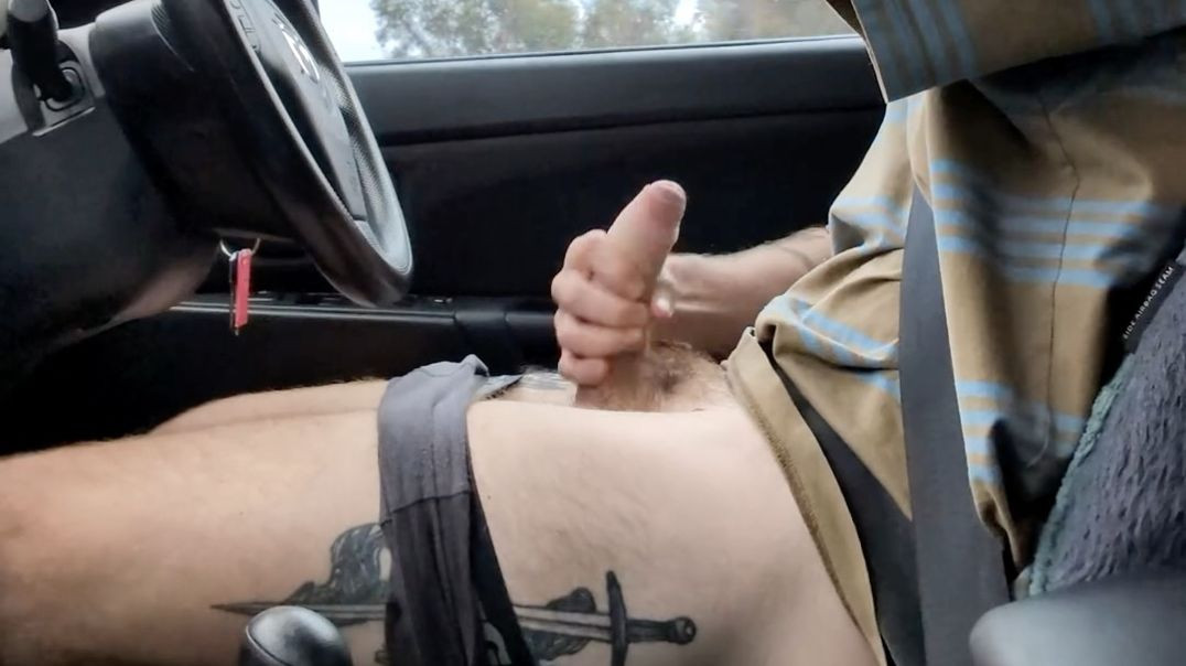 Aussie bro wanks while driving